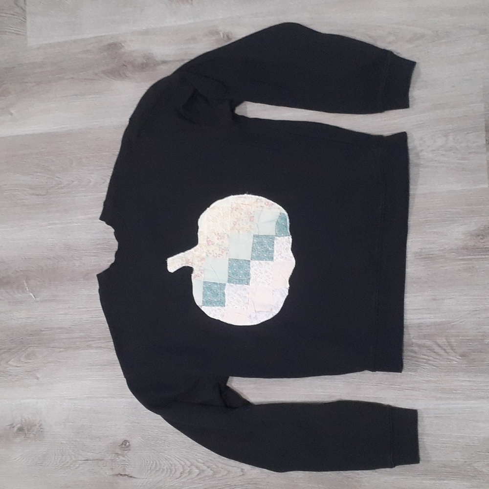 Handmade Quilted Pumpkin Sweatshirt Unique Small Women's Fall Autumn Halloween
